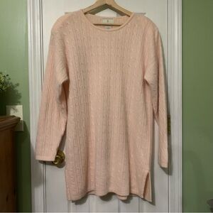 Vtg Express‎ Tricot Soft Pink Cable Knit Lambswool Angora Sweater Tunic Dress